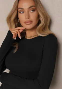 Czarna Bluzka Longsleeve z Bawełny Avelfia