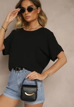 Czarna Bluzka w Stylu Nietoperza Fadeasia