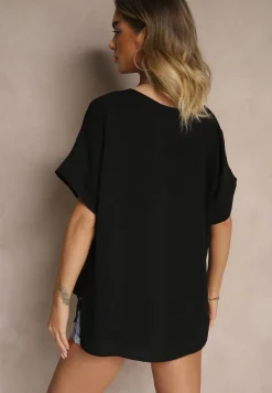 Czarna Bluzka w Stylu Nietoperza Fadeasia