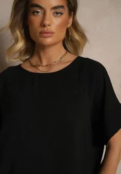 Czarna Bluzka w Stylu Nietoperza Fadeasia