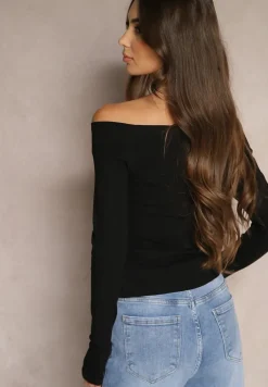 Czarna Bluzka z Bawełny z Wycięciem na Kciuk Valwiwi