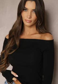 Czarna Bluzka z Bawełny z Wycięciem na Kciuk Valwiwi