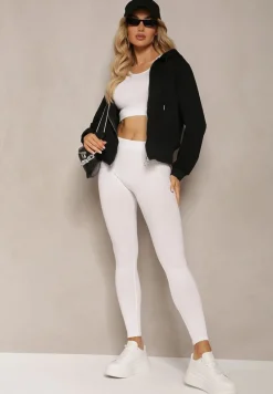 Czarna Casualowa Bluza z Ozdobnym Przeszyciem i Kapturem Siraca