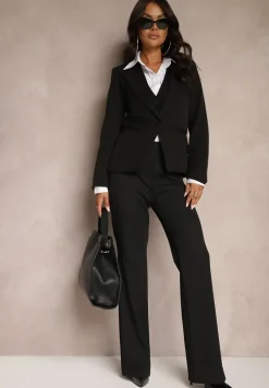 Czarna Casualowa Marynarka Jednorzędowa z Wiskozą i Usztywnioną Linią Ramion Lobel