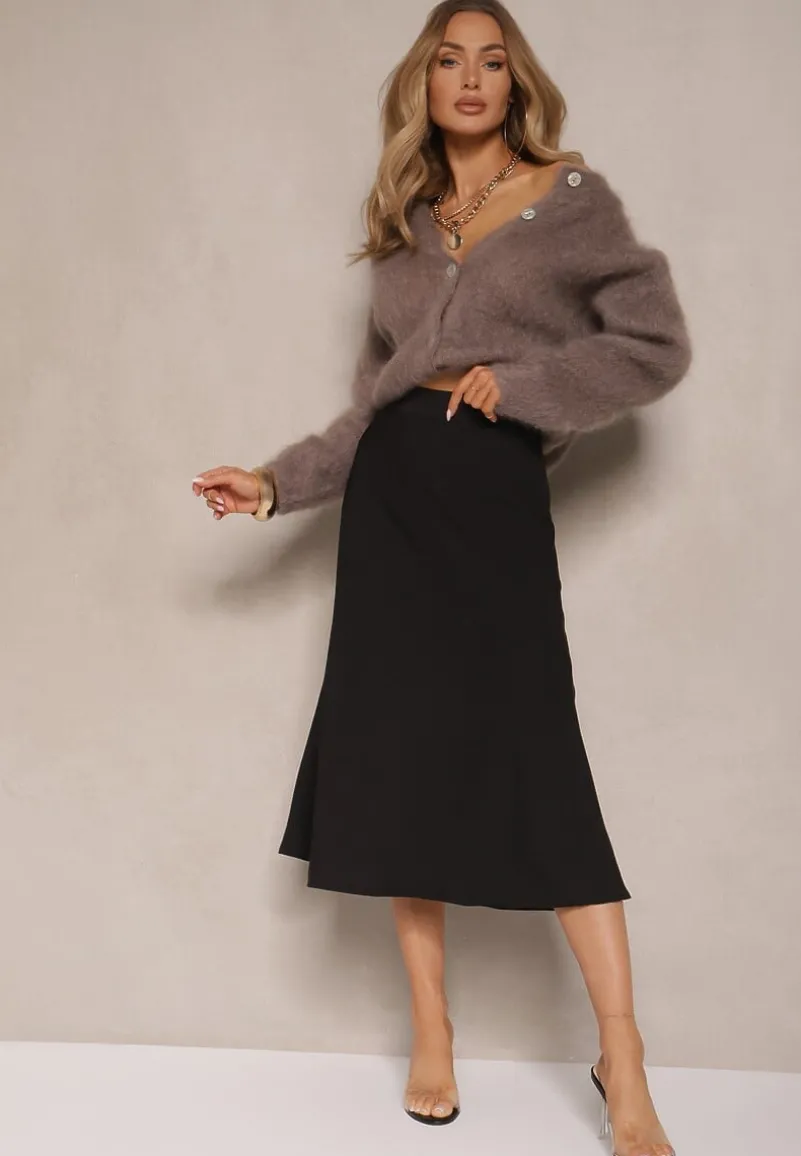 Czarna Casualowa Rozkloszowana Spódnica Dorilena