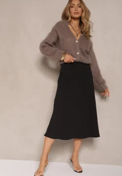 Czarna Casualowa Rozkloszowana Spódnica Dorilena