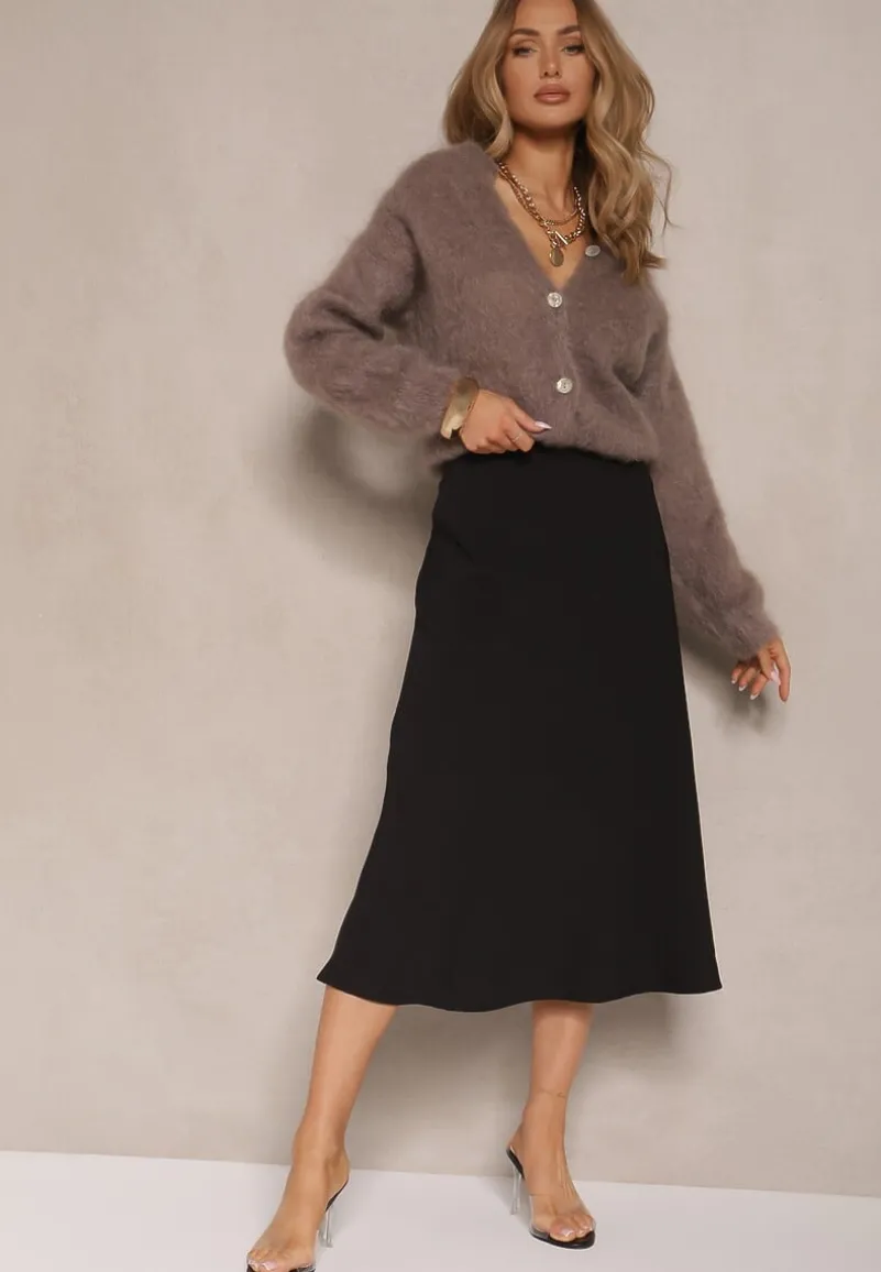 Czarna Casualowa Rozkloszowana Spódnica Dorilena