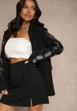 Czarna Casualowa Spódnica o Trapezowym Kroju Arezi