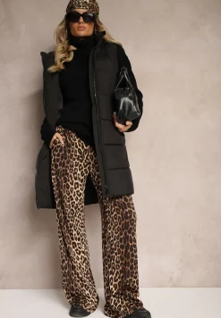 Czarna Długa Kamizelka z Ozdobnym Pikowaniem i Odpinanym Kapturem Neriora