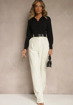 Czarna Gładka Koszula Zapinana na Guziki Hejora