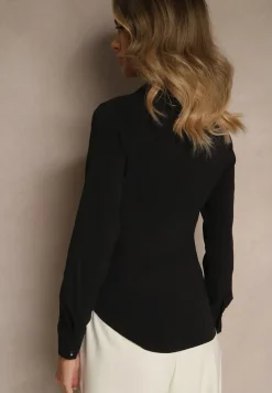 Czarna Gładka Koszula Zapinana na Guziki Hejora