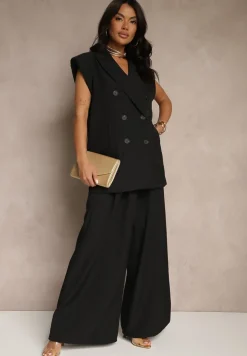 Czarna Garniturowa Kamizelka z z Usztywnioną Linią Ramion Ellamira