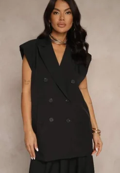 Czarna Garniturowa Kamizelka z z Usztywnioną Linią Ramion Ellamira