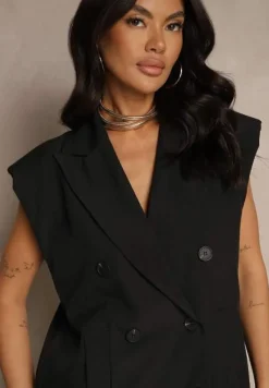 Czarna Garniturowa Kamizelka z z Usztywnioną Linią Ramion Ellamira