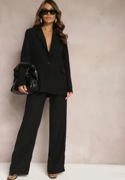 Czarna Jednorzędowa Marynarka o Pudełkowym Fasonie z Kieszeniami Stilvina