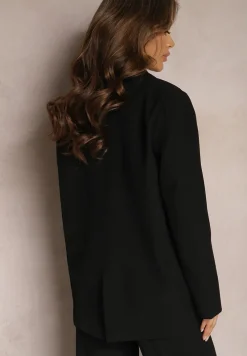 Czarna Jednorzędowa Marynarka o Pudełkowym Fasonie z Kieszeniami Stilvina