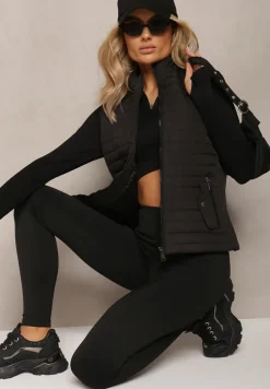 Czarna Kamizelka Bezrękawnik z Klasycznym Pikowaniem Catilla