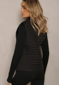 Czarna Kamizelka Bezrękawnik z Klasycznym Pikowaniem Catilla