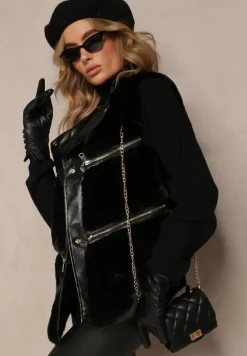 Czarna Kamizelka Futrzana Hinlosh