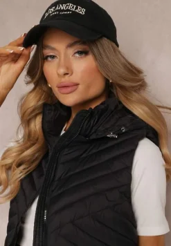 Czarna Kamizelka Nylonowa z Kapturem Marashe