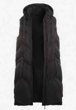 Czarna Kamizelka Pikowana z Kapturem Kasane