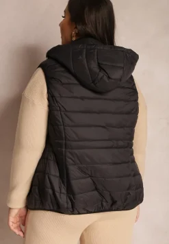 Czarna Kamizelka Pikowana z Kapturem Rithe
