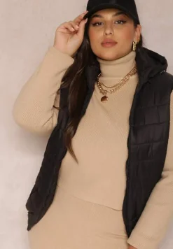 Czarna Kamizelka Pikowana z Kapturem Rithe