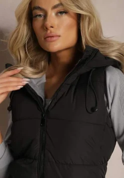 Czarna Kamizelka z Kapturem Pikowana Superra