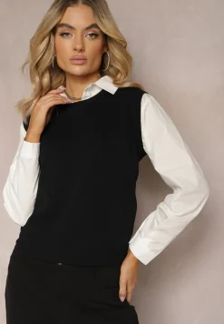 Czarna Kamizelka z Klasyczną Koszulą Nellamira