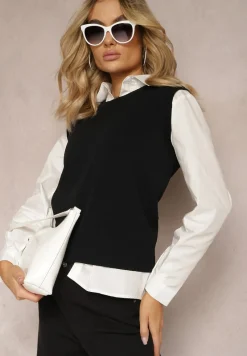 Czarna Kamizelka z Klasyczną Koszulą Nellamira