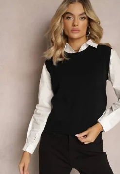 Czarna Kamizelka z Klasyczną Koszulą Nellamira