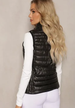 Czarna Kamizelka z Pikowaniem Bez Kaptura Bilettia