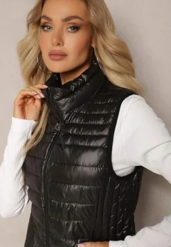 Czarna Kamizelka z Pikowaniem Bez Kaptura Bilettia