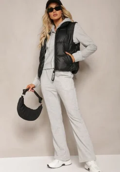 Czarna Kamizelka z Wysokim Kołnierzem i Suwakiem z Ozdobą Aklaria