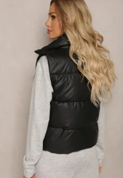 Czarna Kamizelka z Wysokim Kołnierzem i Suwakiem z Ozdobą Aklaria