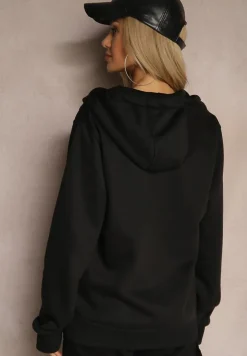 Czarna Klasyczna Bluza z Kapturem i Sznurkami Ballata