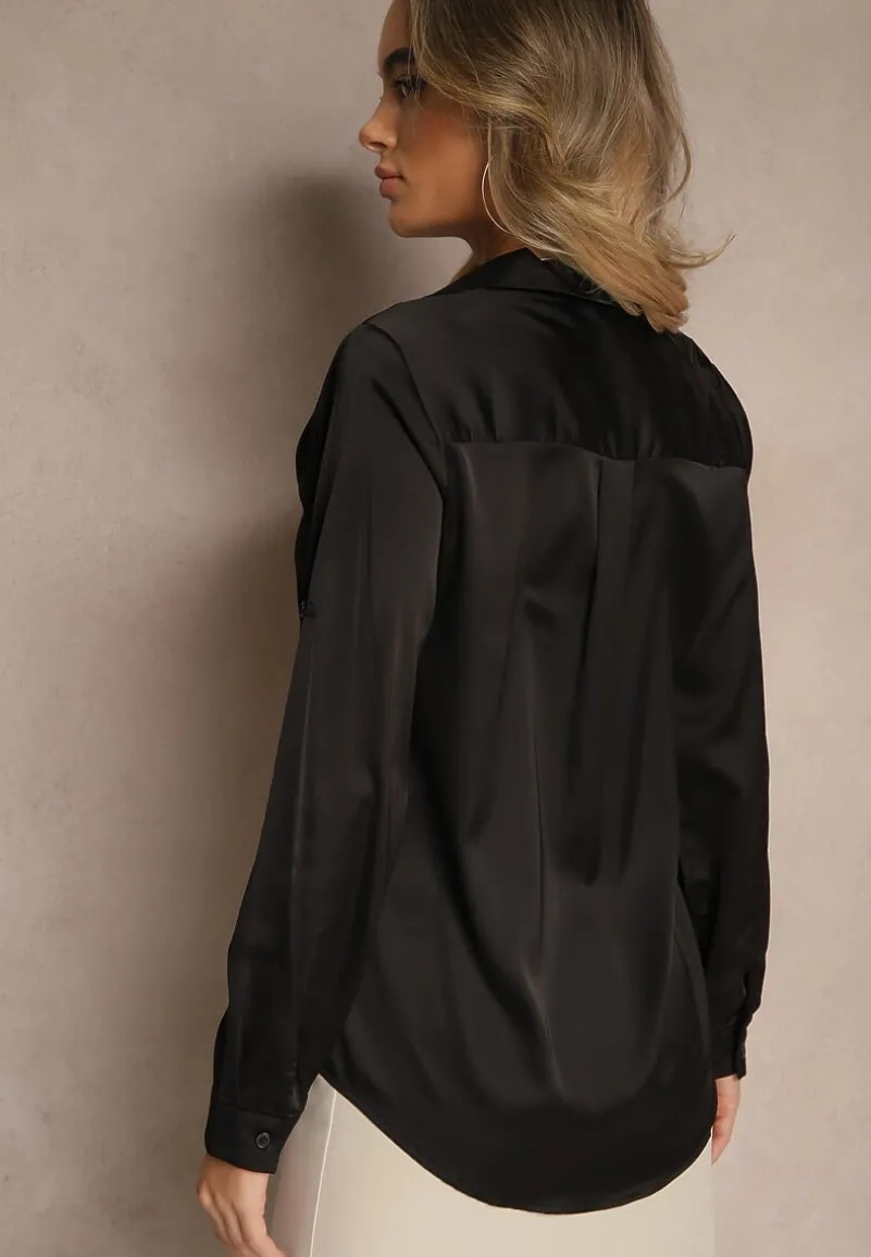 Czarna Klasyczna Koszula z Kołnierzykiem Kassinea