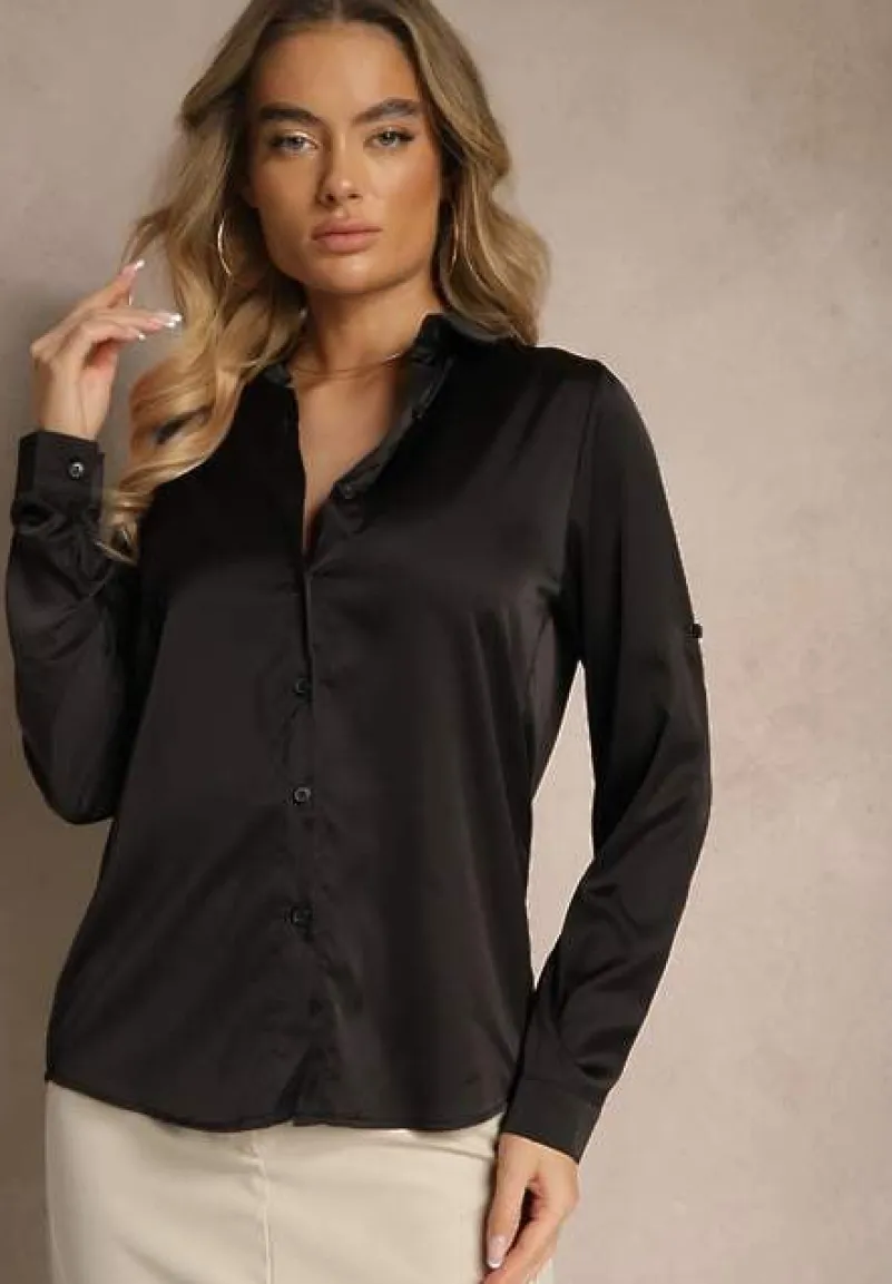 Czarna Klasyczna Koszula z Kołnierzykiem Kassinea