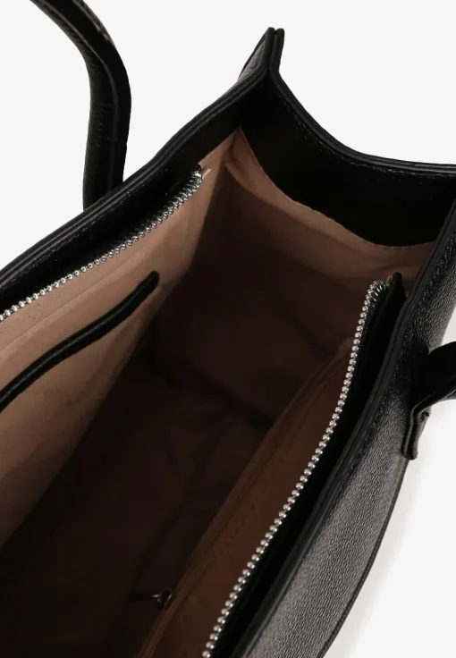 Czarna Klasyczna Torebka Typu Shopper z Paskiem Crossbody Nalireine