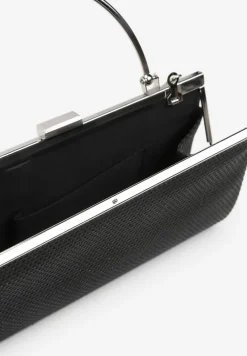 Czarna Kopertowa Torebka z Metalową Rączką i Brokatem Fortelsa