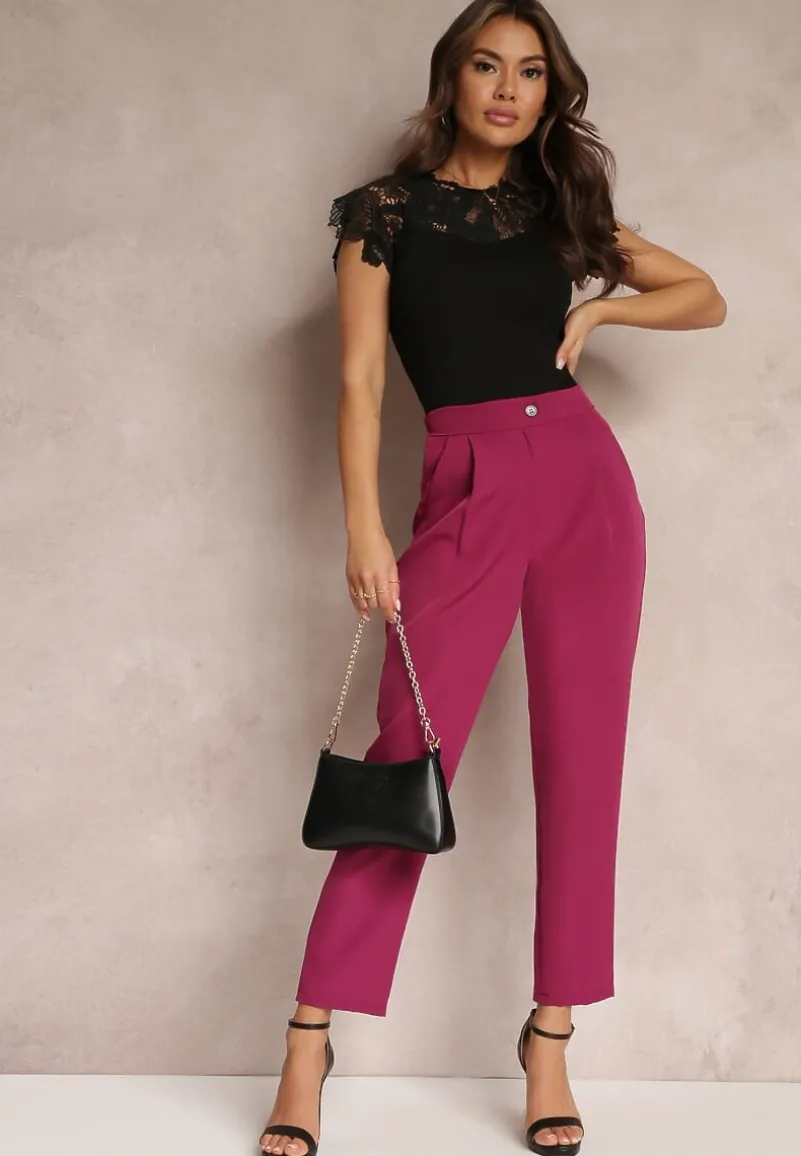 Czarna Koronkowa Bluzka z Krótkim Rękawem Tanishe