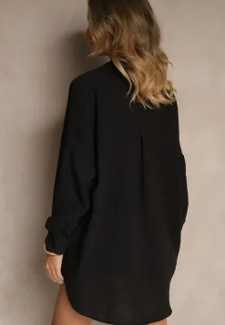 Czarna Koszula o Fasonie Oversize w Klasycznym Stylu Marionera