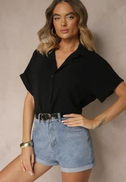 Czarna Koszula o Kroju Oversize Natressa