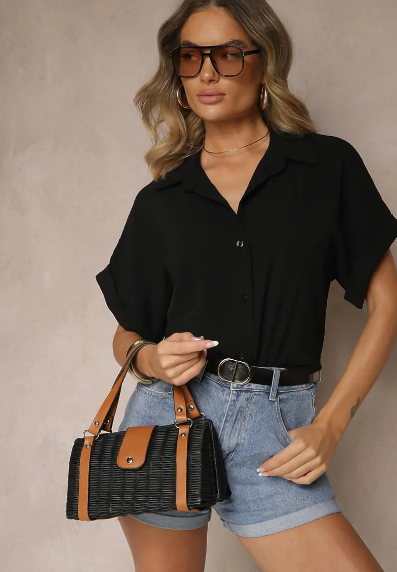 Czarna Koszula o Kroju Oversize Natressa