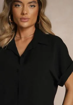 Czarna Koszula o Kroju Oversize Natressa