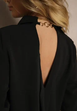 Czarna Koszula Ozdobiona Podwijanymi Rękawami Doviraella