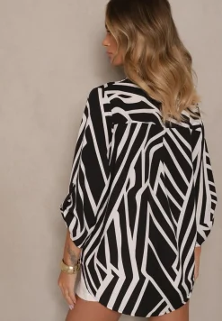 Czarna Koszula z Bawełną o Geometrycznym Motywie Amorria