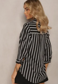 Czarna Koszula z Bawełny i Wiskozy Ozdobiona Łańcuszkowym Printem Malvera