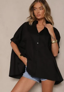 Czarna Koszula z Bawełny Oversize Zienessa