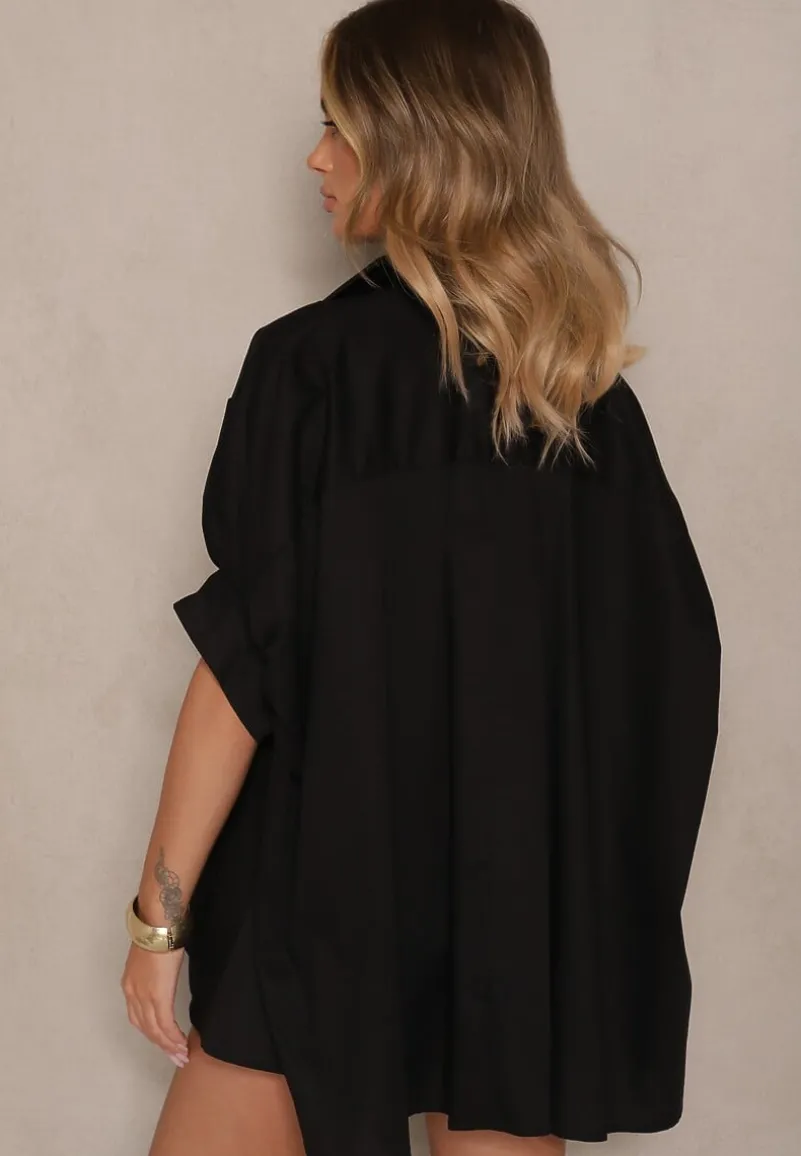 Czarna Koszula z Bawełny Oversize Zienessa